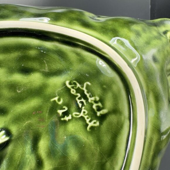 Subtil Portugal Ceramic Green Cabbage Leaf Dish Serving Platter Large 16inch VTG - Picture 5 of 16